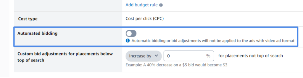 Sponsored Brands Automated bidding