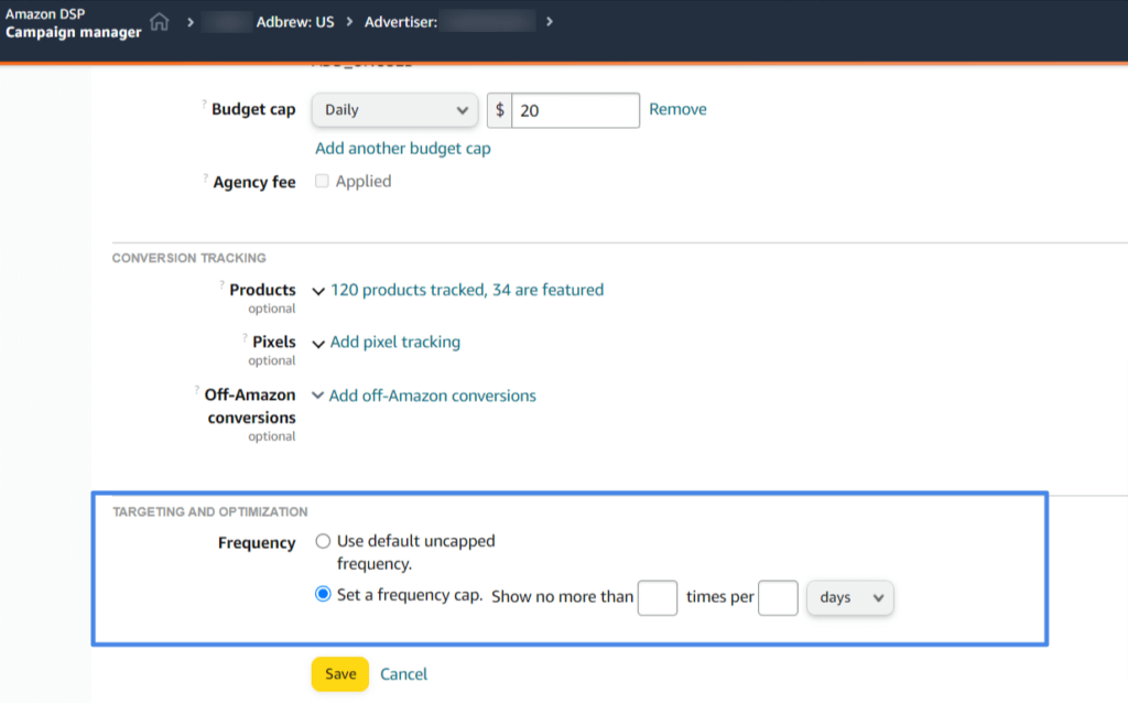 Amazon DSP Frequency capping