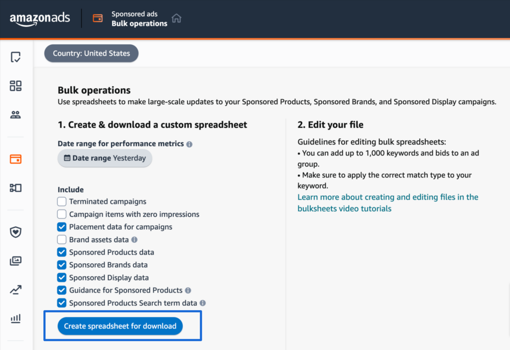 download amazon ppc bulk sheet
