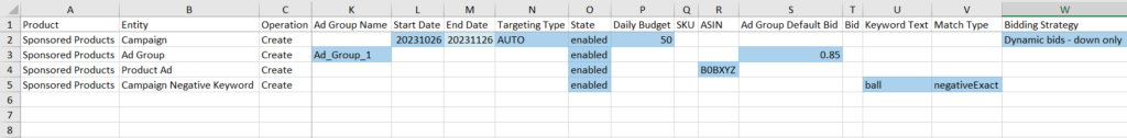 negative keyword bulk sheet