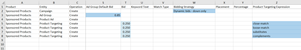 target bulk sheet