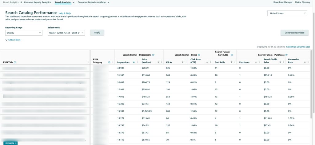 search catalog performance report