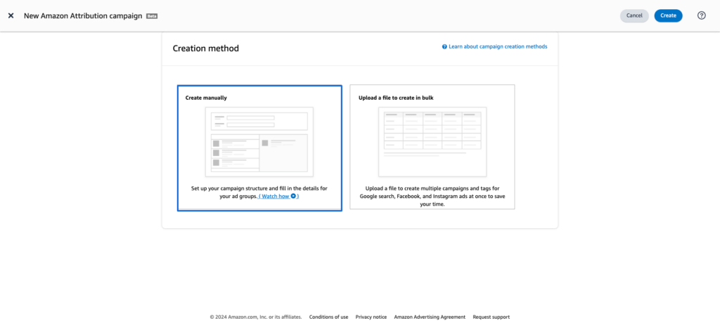 create amnaully amazon attribution